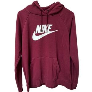 Nike Burgundy Hoodie with White Logo EUC